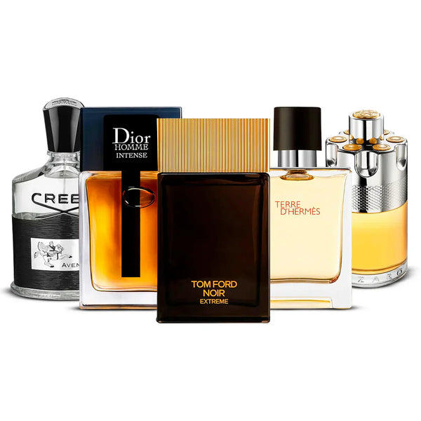 Pack 5 Perfumes: Creed Aventus, Dior Homme Intense, Tom Ford Noir Extreme, Hermès Terre d’Hermès & Azzaro Wanted 5×100 ml
