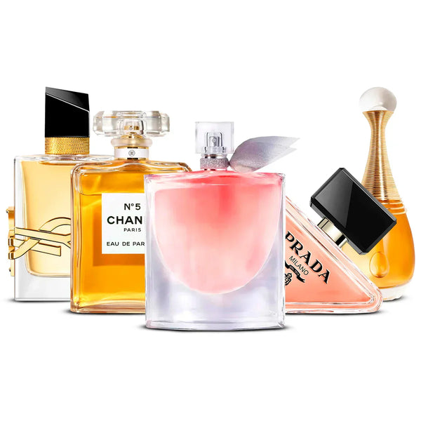 Pack 5 Perfumes: Yves Saint Laurent Libre, Chanel Nº5, Lancôme La Vie Est Belle, Prada Paradoxe & Dior J’adore 5×100 ml