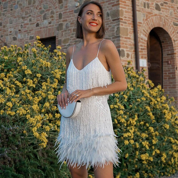 Amara - Feather Mini Dress